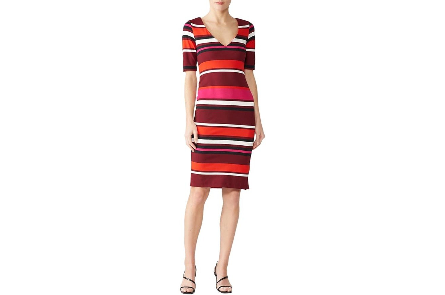  slate and willow Striped Surplice Wrap Dress